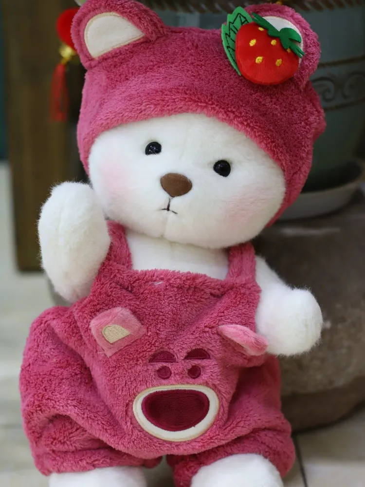 Handmade Cute Teddy Bears With Lotso Bear Suits Stuffed Bear Toys Valentines Day Decor Gifts for Her / Girlfriend Lover Mom Kids