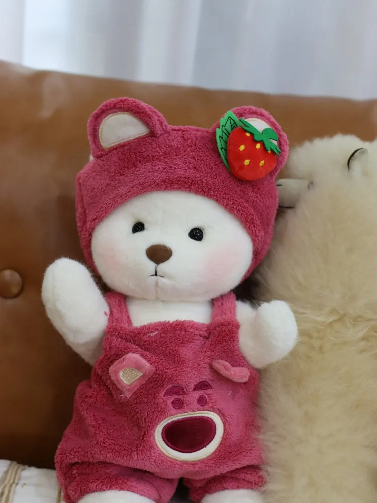 Handmade Cute Teddy Bears With Lotso Bear Suits Stuffed Bear Toys Valentines Day Decor Gifts for Her / Girlfriend Lover Mom Kids