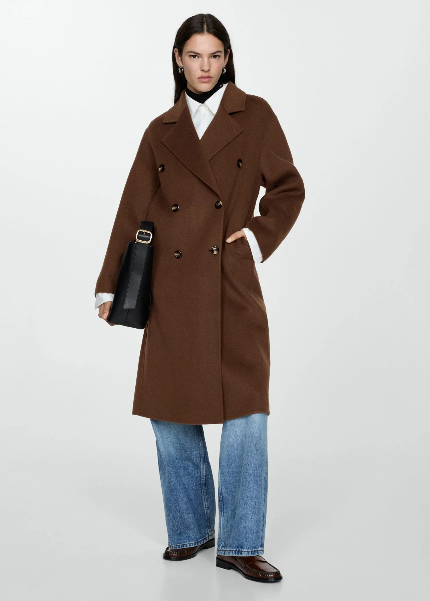 Handmade oversized wool coat - Dark Brown