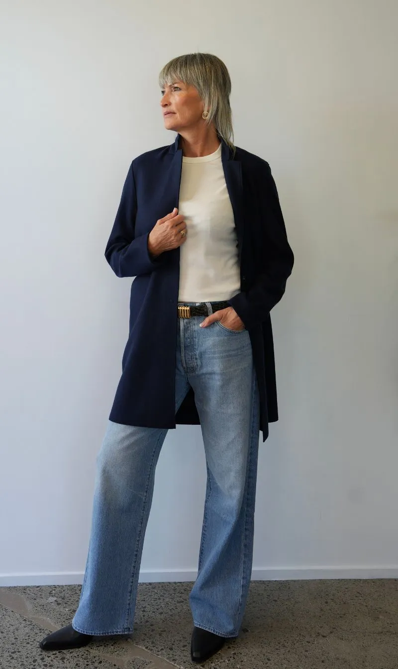 Harris Wharf London | Cocoon Coat Cashmere Blend - Navy Blue