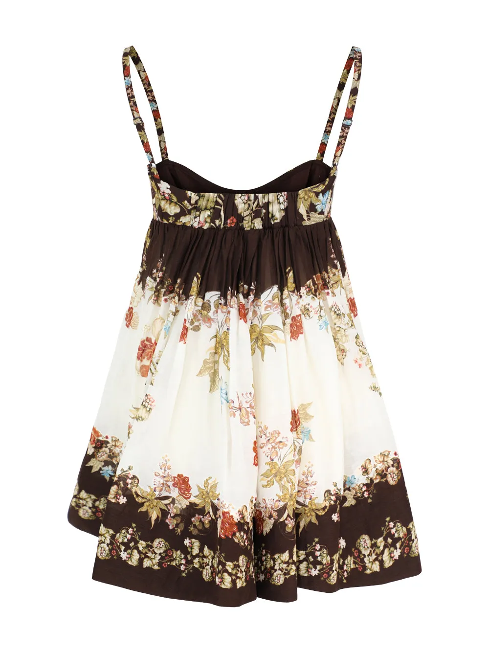 Hemant and Nandita Short Dress With Quilted Yoke in Brown Mix