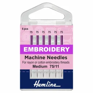 Hemline Embroidery Machine Needles - Fine - 75/11 *