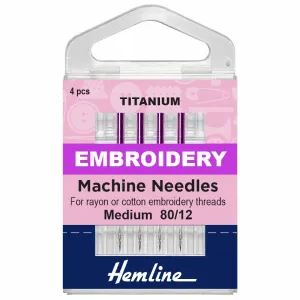 Hemline Embroidery Titanium Machine Needles - Medium - 80/12