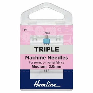 Hemline Triple Universal Machine Needles - Medium - 80/12 - 3.00mm