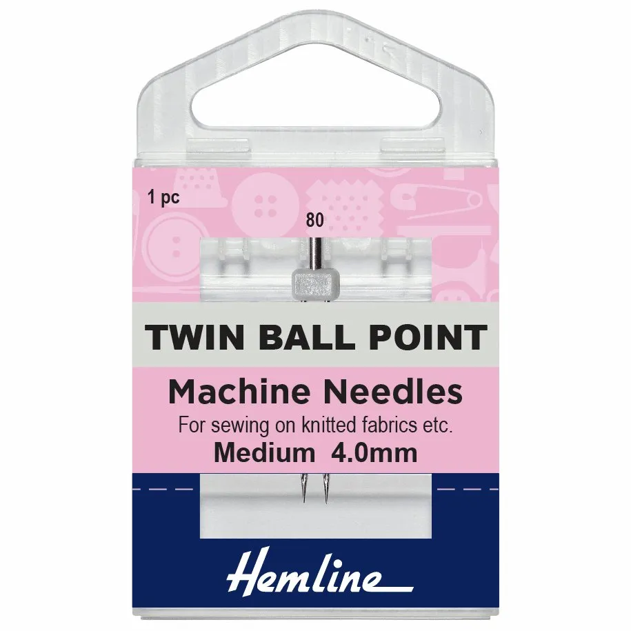 Hemline Twin Ball Point Machine Needles - Medium - 80 - 4.00mm