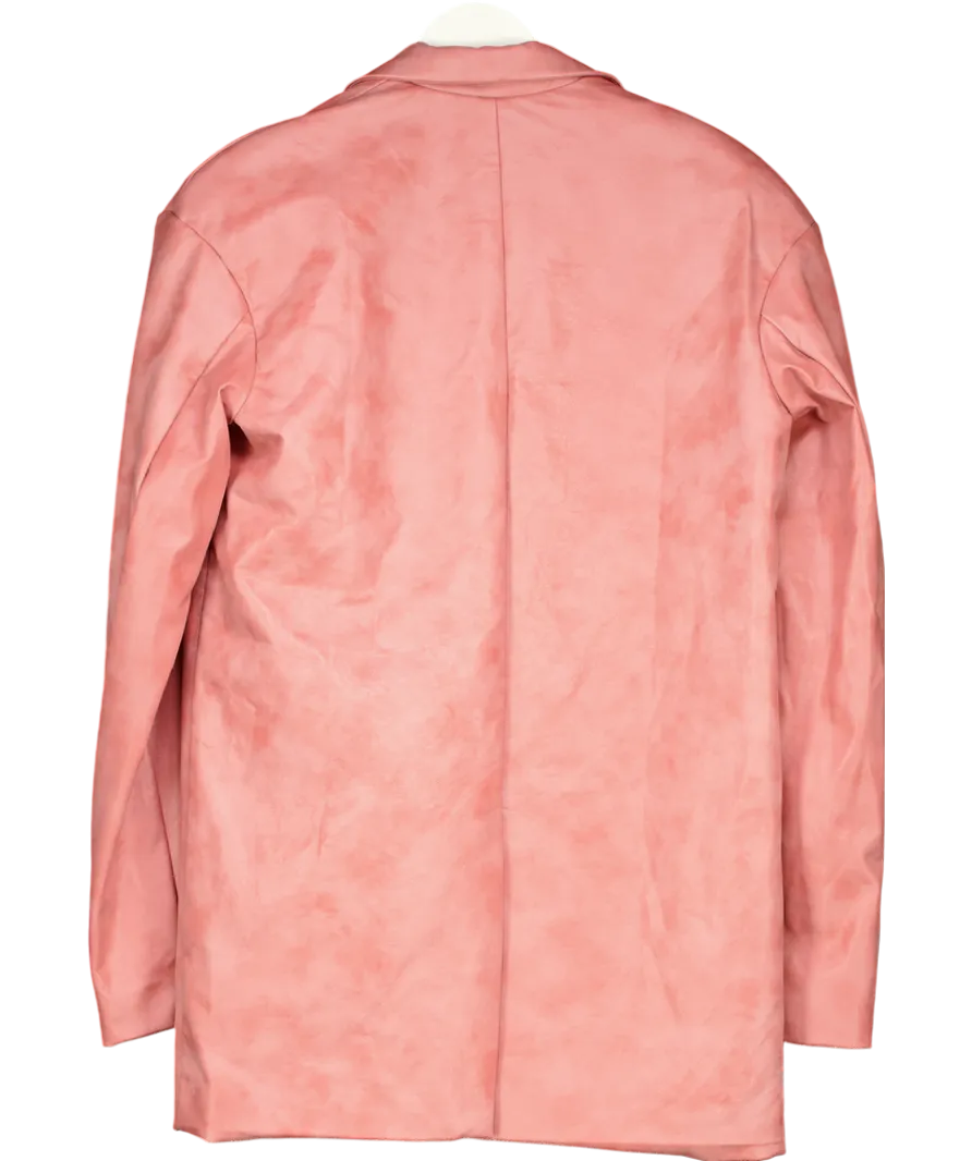 House of CB Warm Pink Vegan Leather Oversized Blazer UK 8