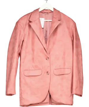 House of CB Warm Pink Vegan Leather Oversized Blazer UK 8