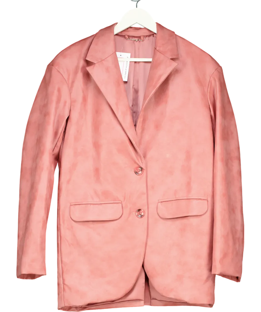 House of CB Warm Pink Vegan Leather Oversized Blazer UK 8