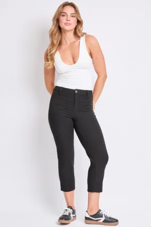 Hyper-Stretch Crop Straight: Black