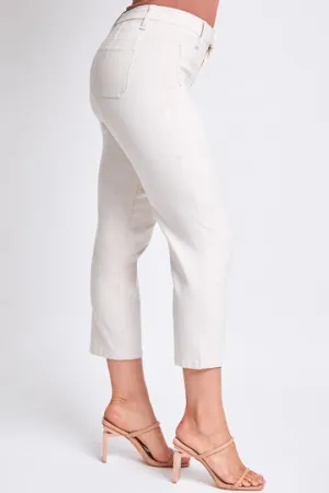 Hyper-Stretch Crop Straight: Cream