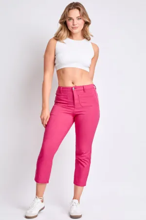 Hyper-Stretch Crop Straight: Pink