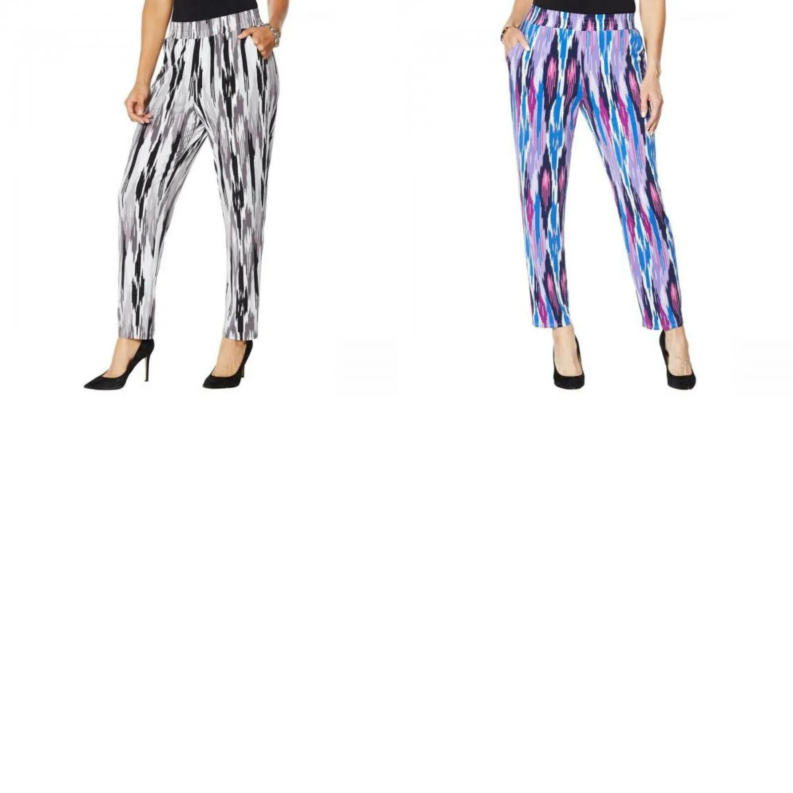 IMAN Women's City Chic Ikat Jersey Knit Ankle Pants