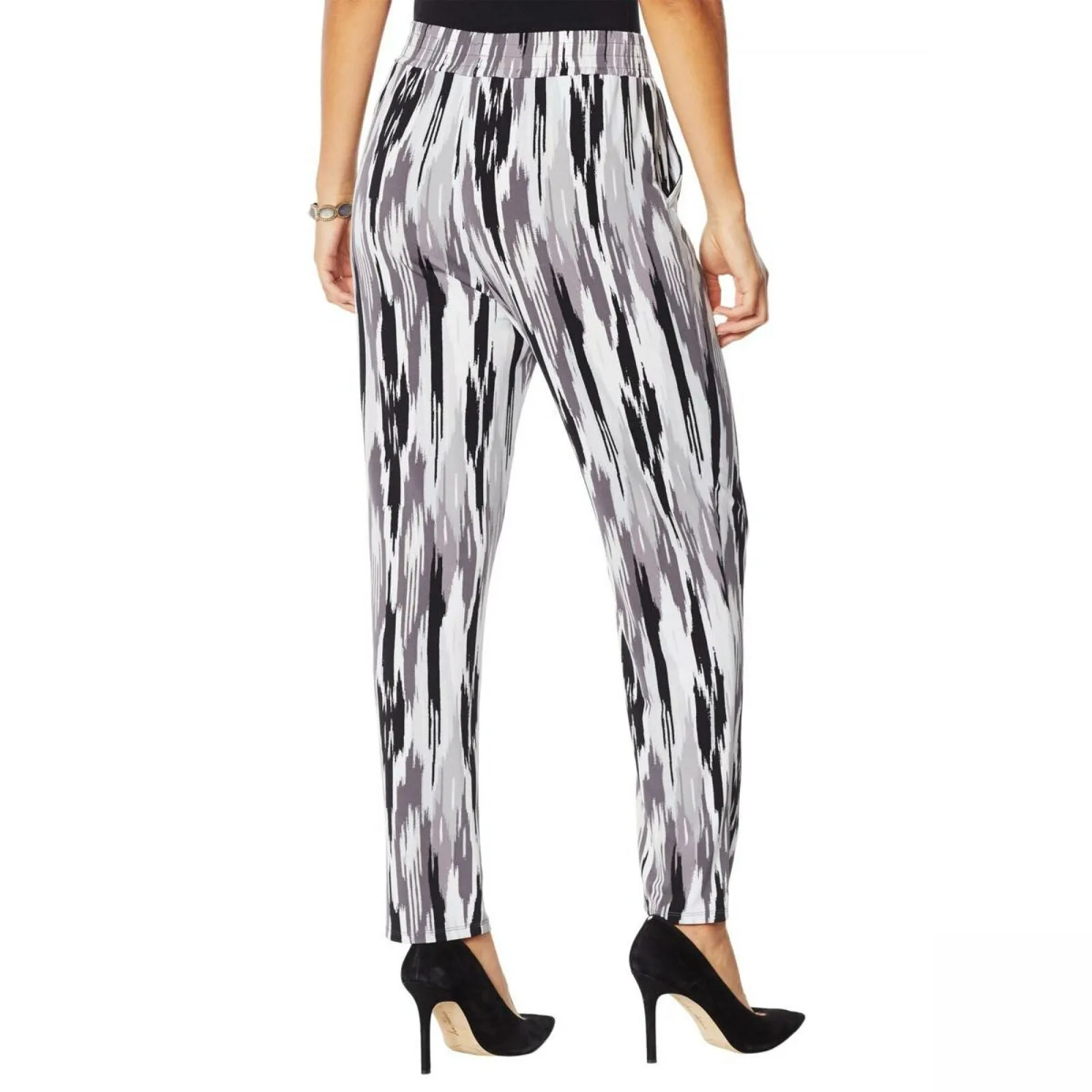 IMAN Women's City Chic Ikat Jersey Knit Ankle Pants