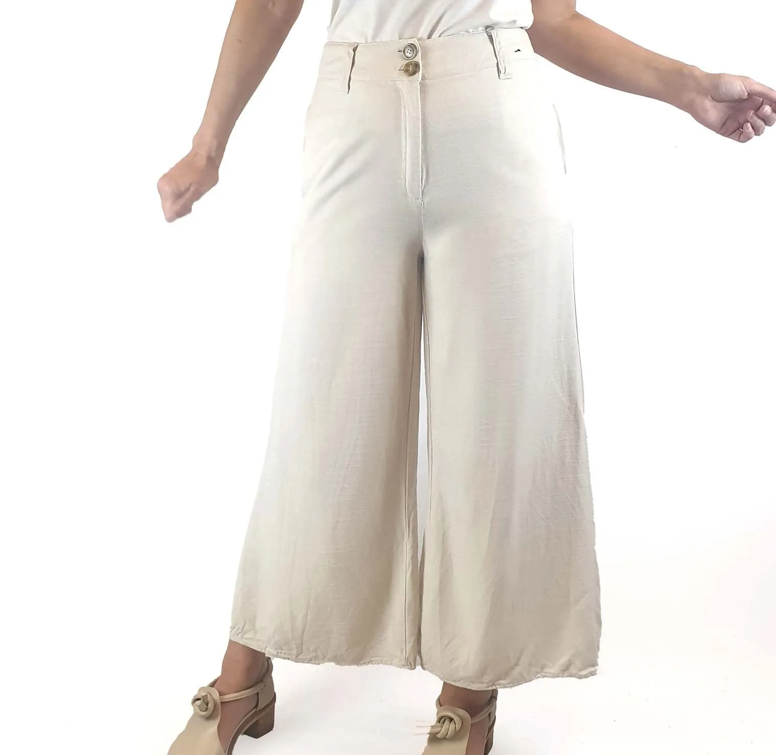 Iris Maxi natural linen/silk pants size 8