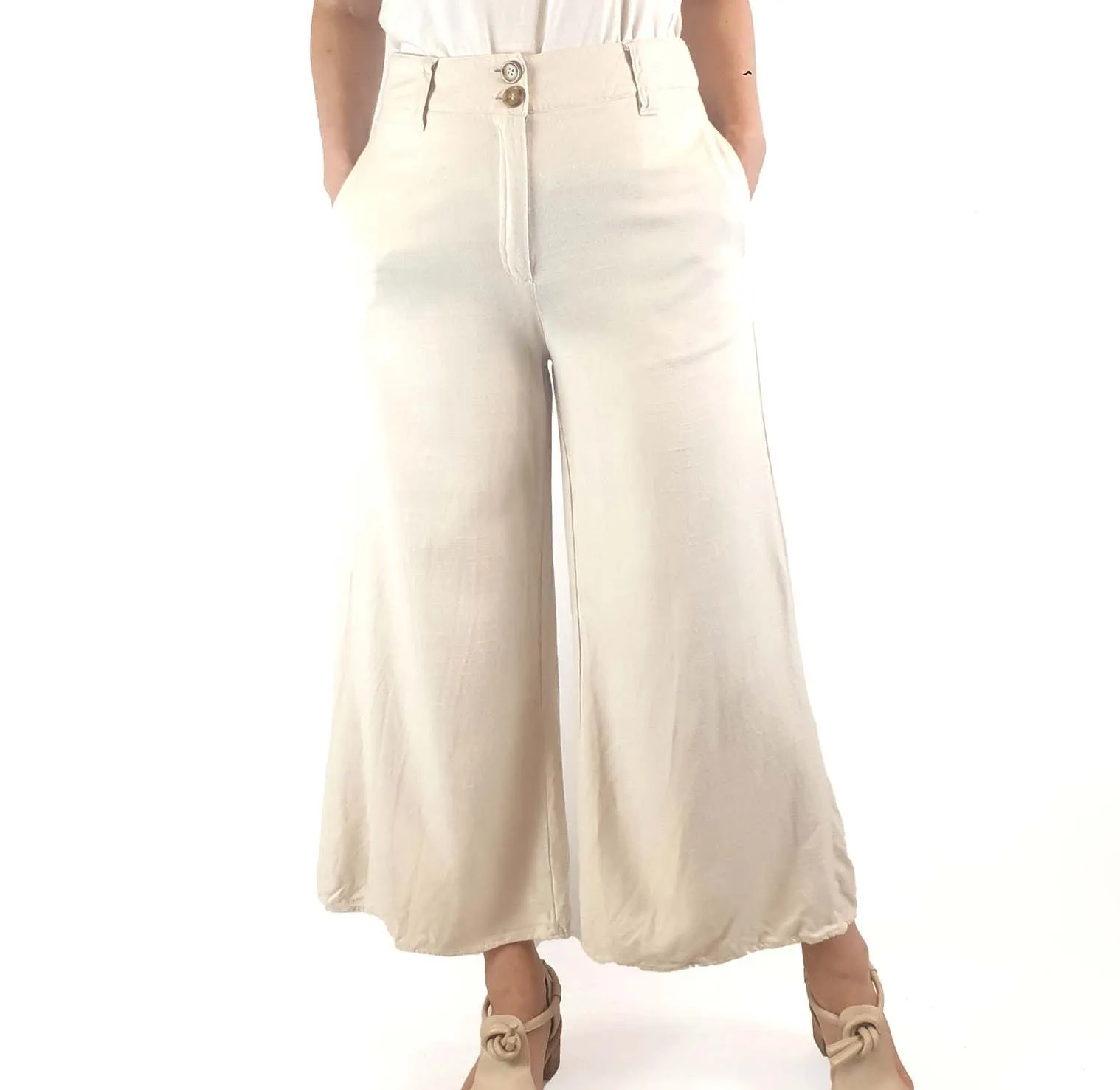Iris Maxi natural linen/silk pants size 8