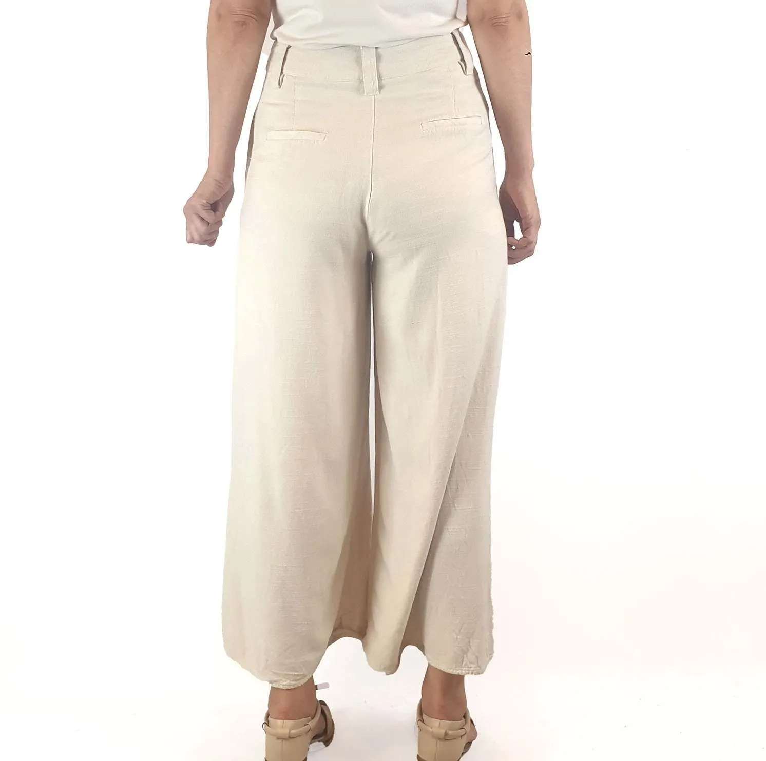 Iris Maxi natural linen/silk pants size 8