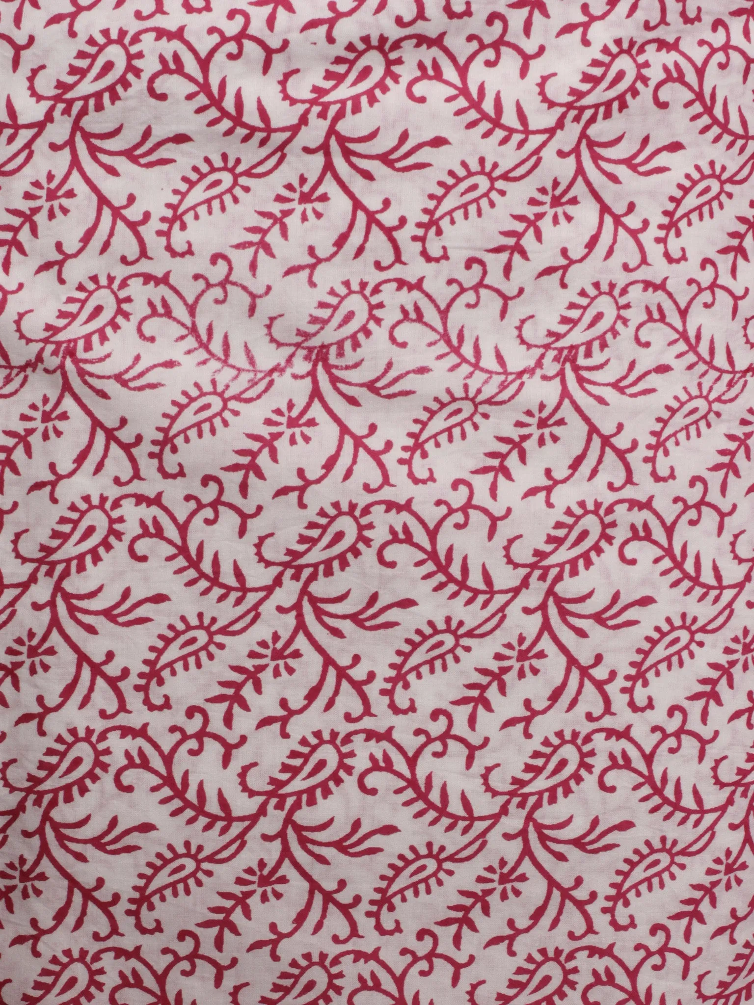 Ivory Pink Maroon Hand Block Printed Cotton Suit-Salwar Fabric With Chiffon Dupatta (Set of 3) - S16281290