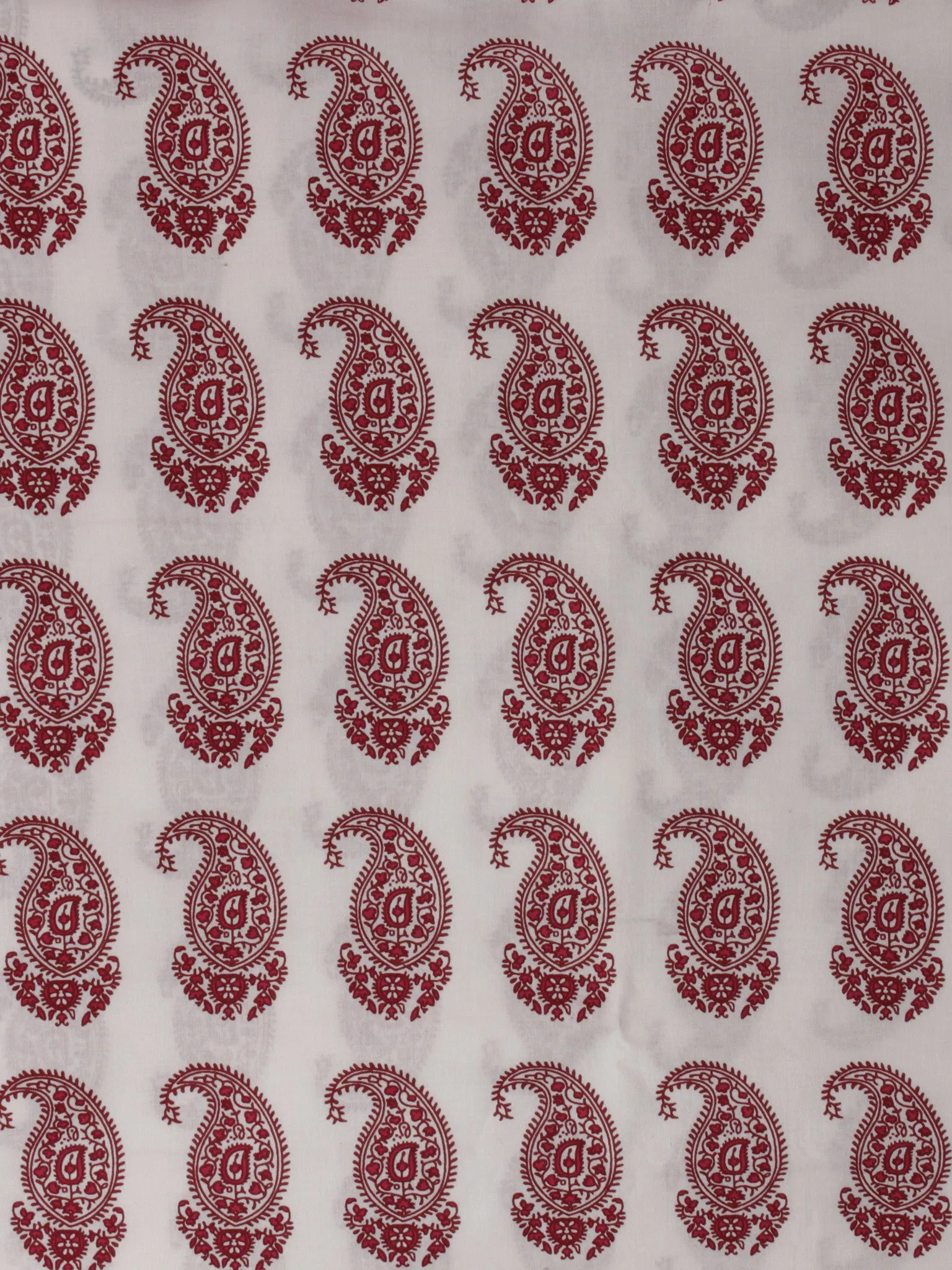 Ivory Pink Maroon Hand Block Printed Cotton Suit-Salwar Fabric With Chiffon Dupatta (Set of 3) - S16281290