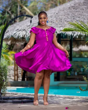 Iwua Midi Dress - Fuchsia