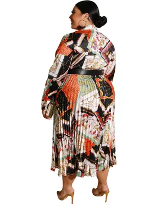 JazzHer Plus Size African Clothes Women Summer Maxi Dress Vintage Belt Print Long Sleeve Dresses Boubou Oversize Femme Vestidos