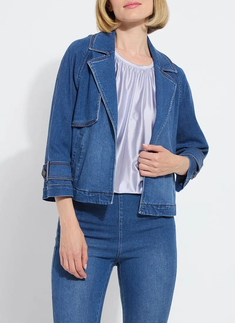Jeanne Cropped Tencel Denim Trench Curvy