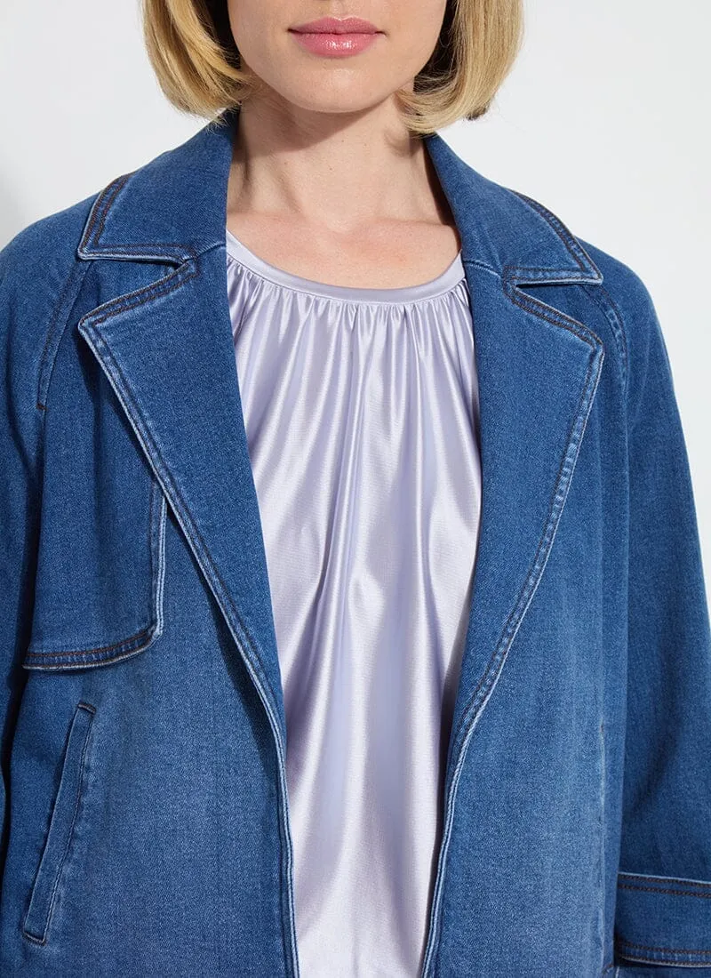 Jeanne Cropped Tencel Denim Trench Curvy