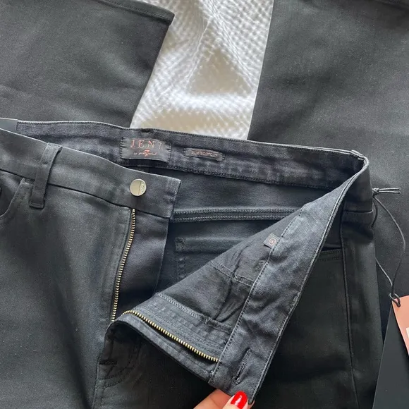 Jen 7 Black Coated Slim Bootcut Sculpting Pants