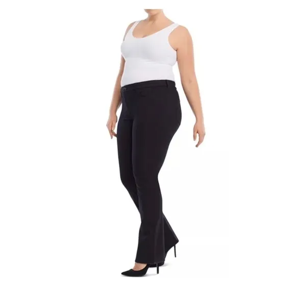 Jen 7 Black Coated Slim Bootcut Sculpting Pants