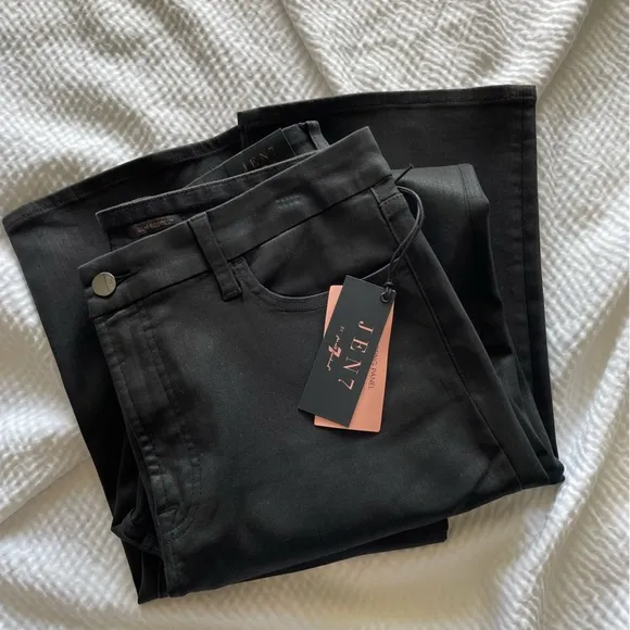 Jen 7 Black Coated Slim Bootcut Sculpting Pants