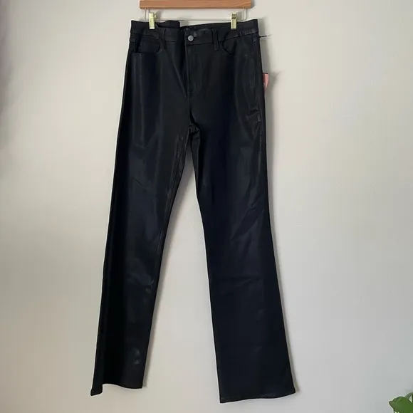 Jen 7 Black Coated Slim Bootcut Sculpting Pants