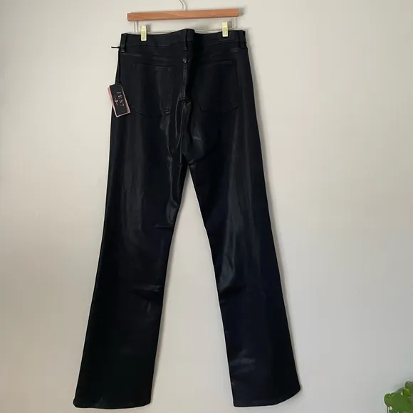 Jen 7 Black Coated Slim Bootcut Sculpting Pants