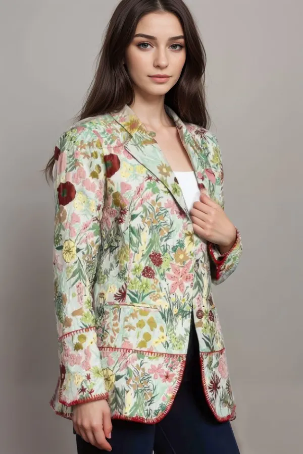 Johnny Was Lusha Jacquard Floral Blazer Jacket C41424