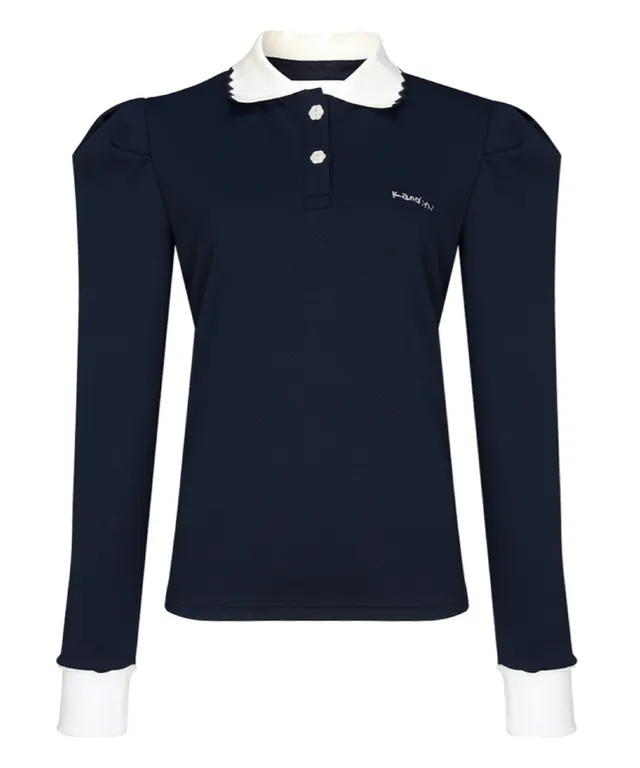 KANDINI Polo shirts with Puff sleeves- Navy