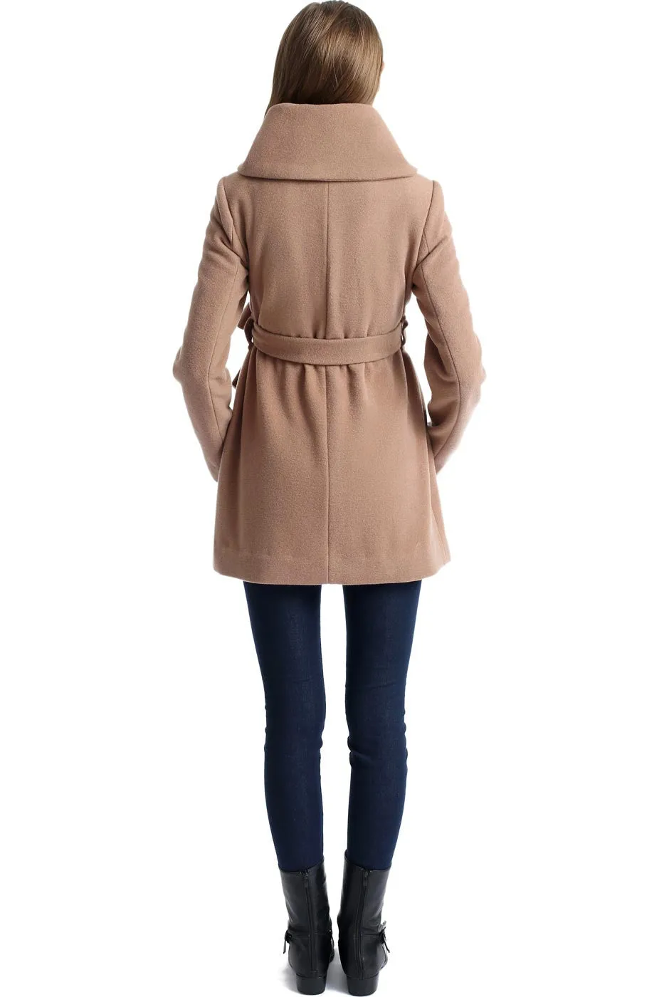 Kimi   Kai Maternity "Mia" Wool Blend Fold Collar Coat