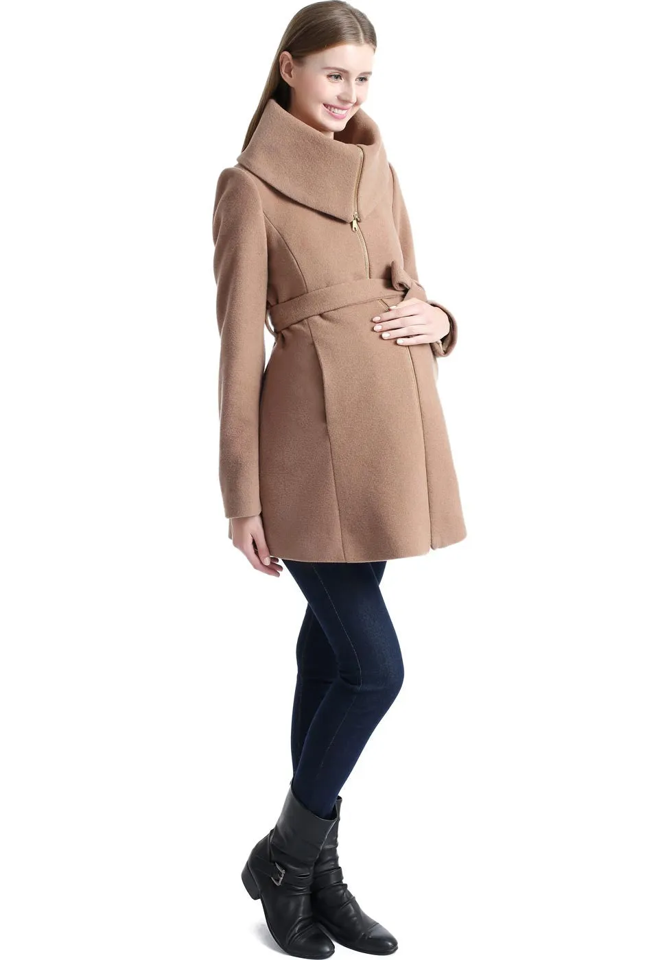 Kimi   Kai Maternity "Mia" Wool Blend Fold Collar Coat