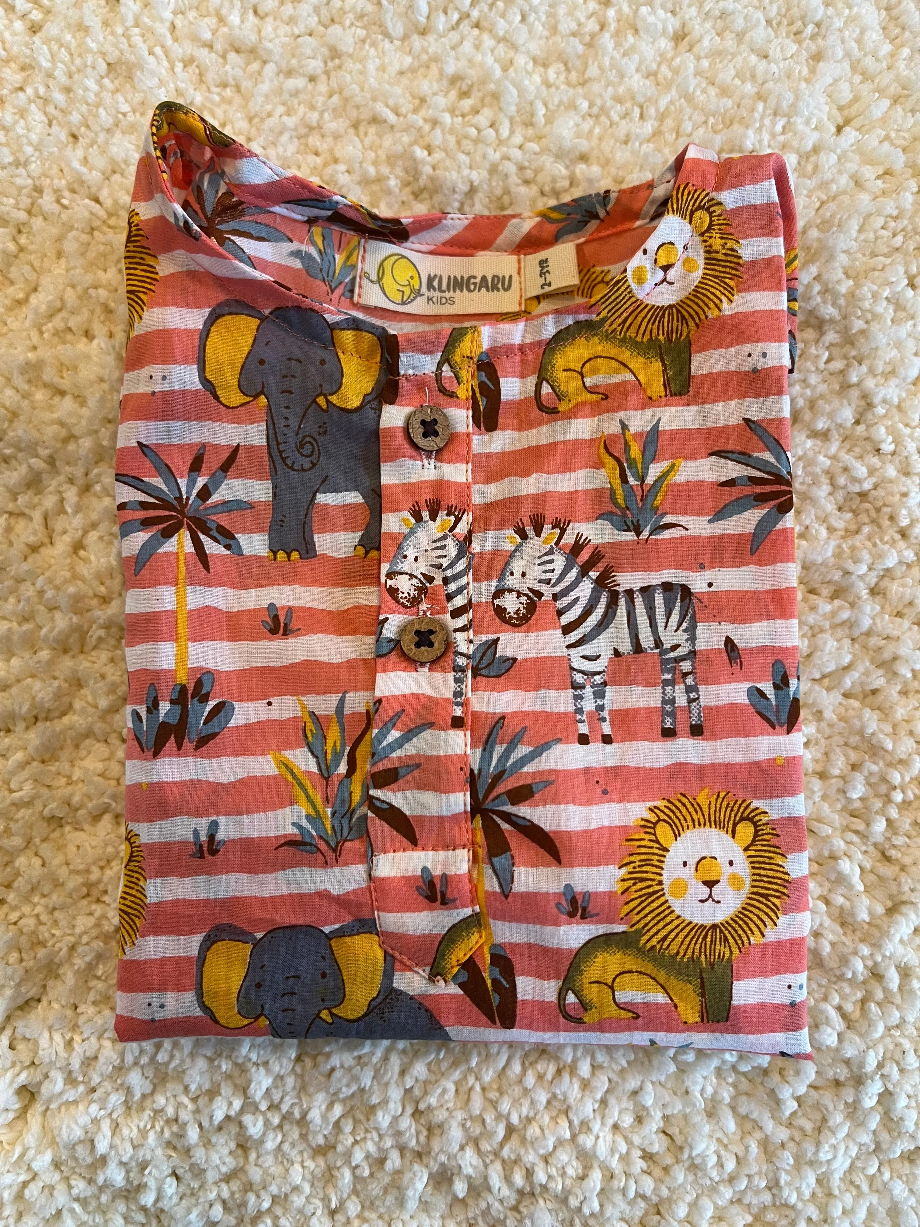 Klingaru Night Suit - Peach Jungle Animals