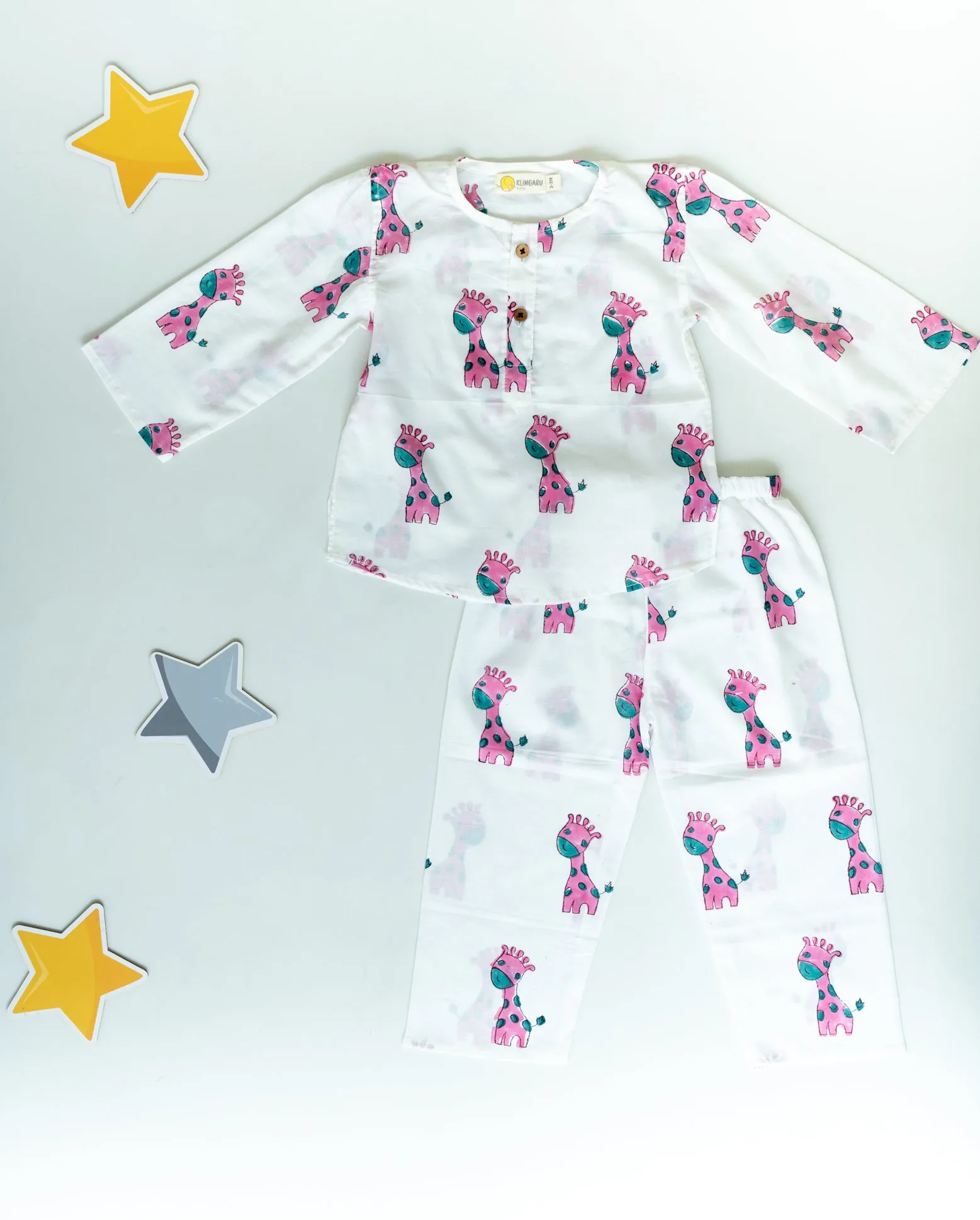 Klingaru Night Suit -  Pink Giraffe