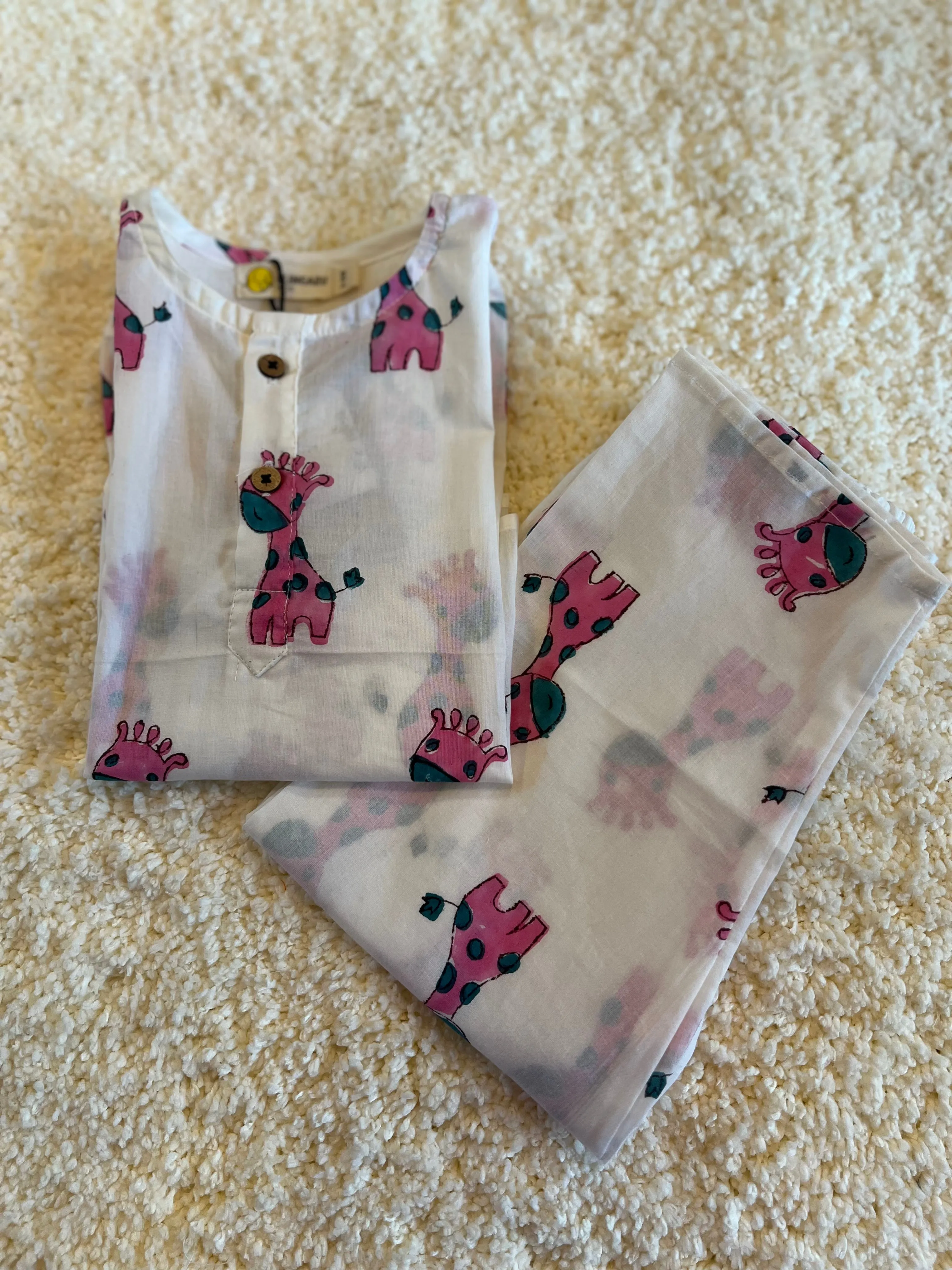 Klingaru Night Suit -  Pink Giraffe