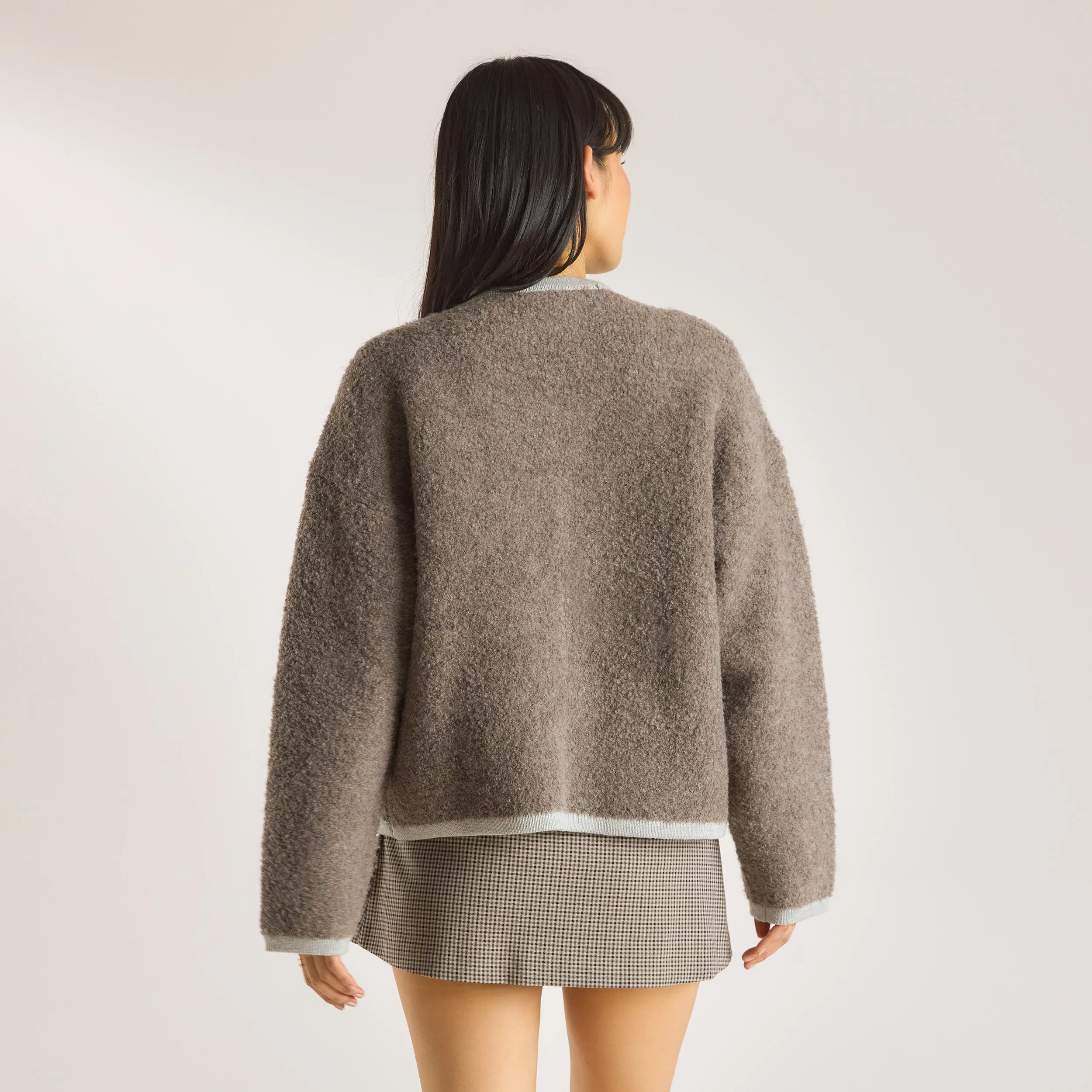 Knitted Wool Blend Jacket - Truffle