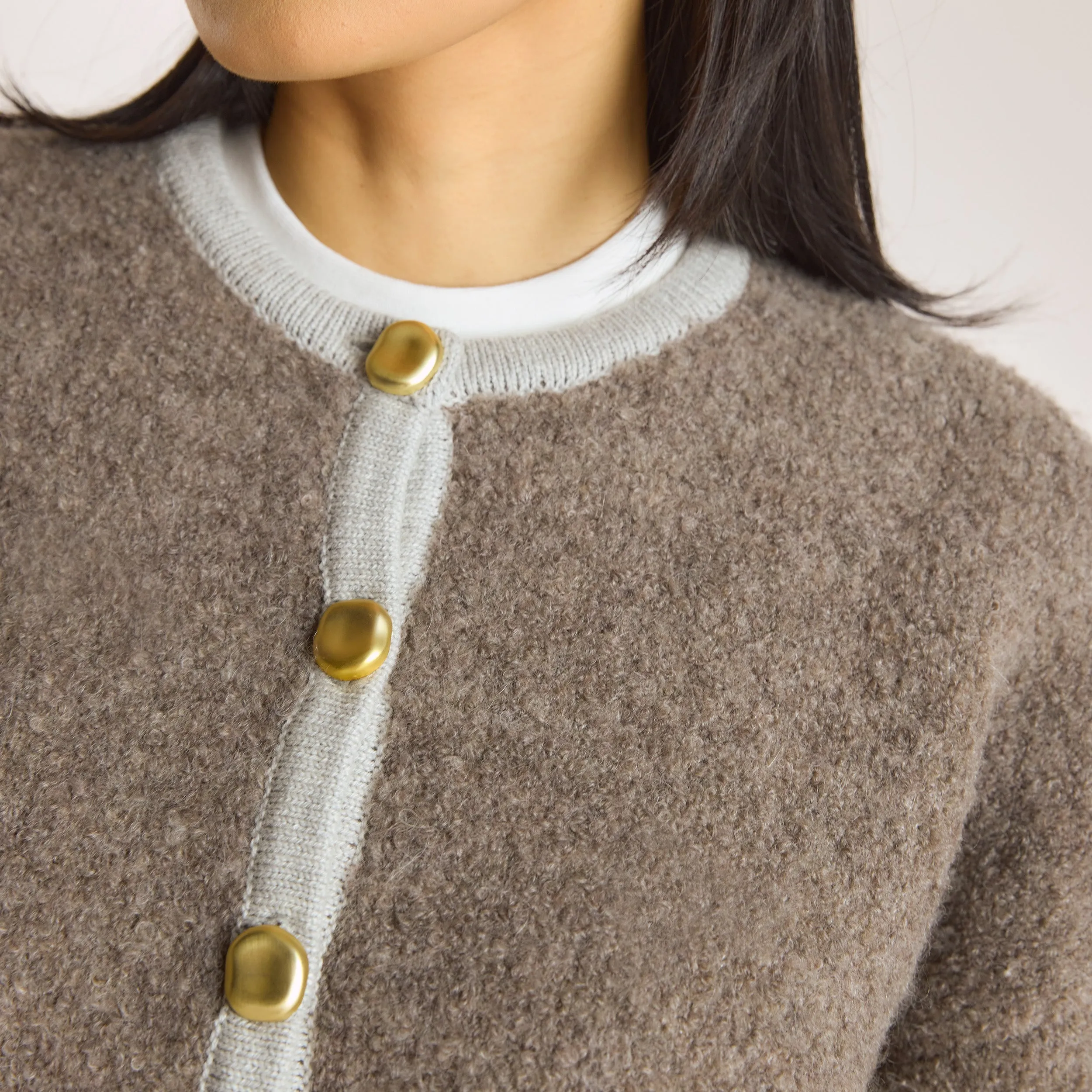 Knitted Wool Blend Jacket - Truffle