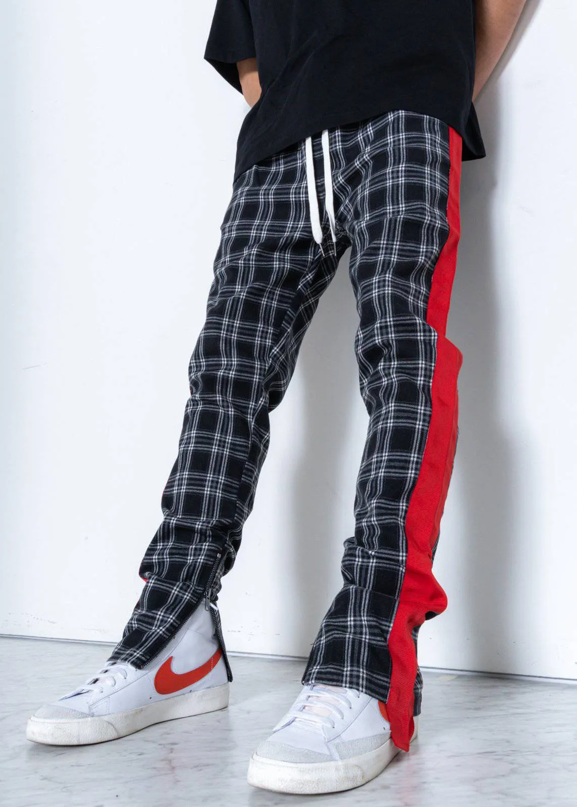 Konus Men's  Plaid Pants in Gray