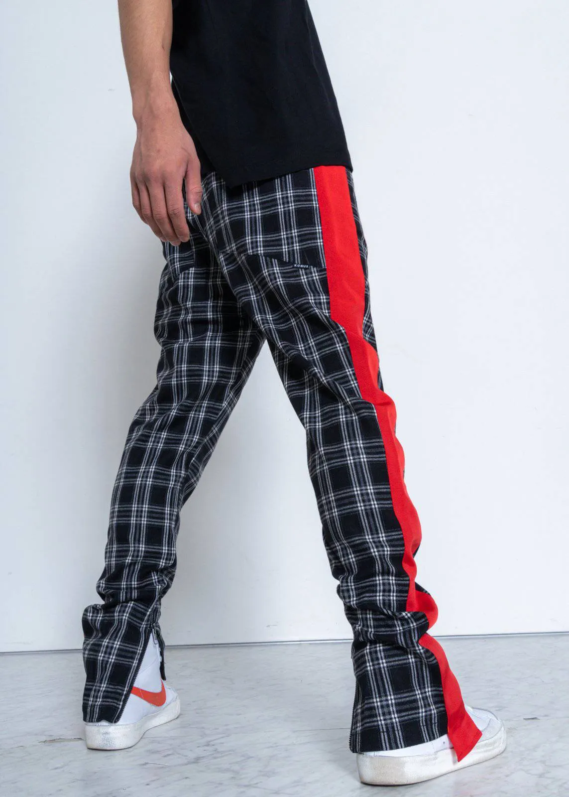 Konus Men's  Plaid Pants in Gray
