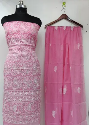 Kota Chikankari Embroidery Salwar Suit In Baby Pink