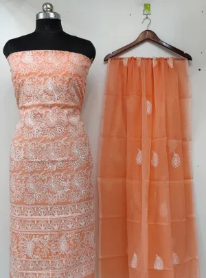 Kota Chikankari Embroidery Salwar Suit In Peach