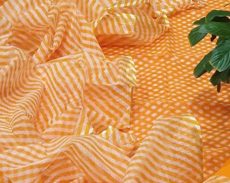 Kota Doriya Block Print Leheriya Dupatta Suit