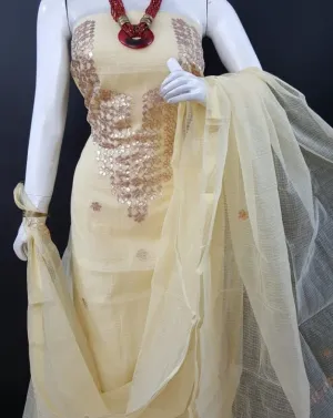 Kota Doriya Designer Suit In Cream