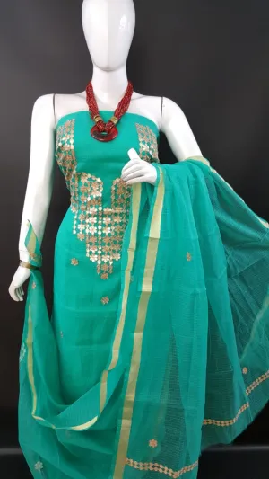 Kota Doriya Embridery Work Suit In Green