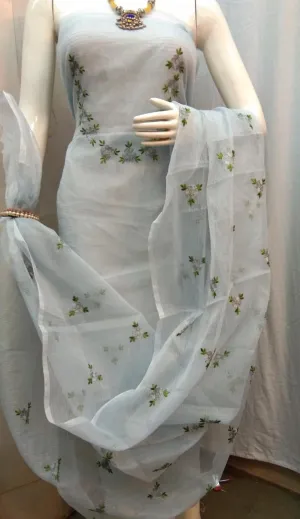 Kota Doriya Embridery Work Suit In Grey