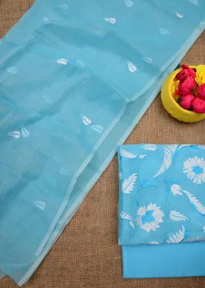 Kota Doriya Embroidery Work Suit In blue colour