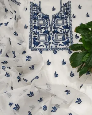 Kota Doriya Embroidery Work Suit In Blue